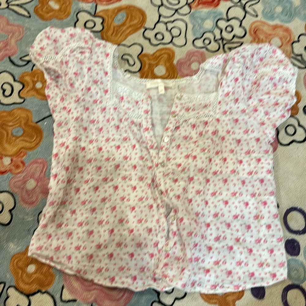 pink love, shack, fancy floral top size 12yr